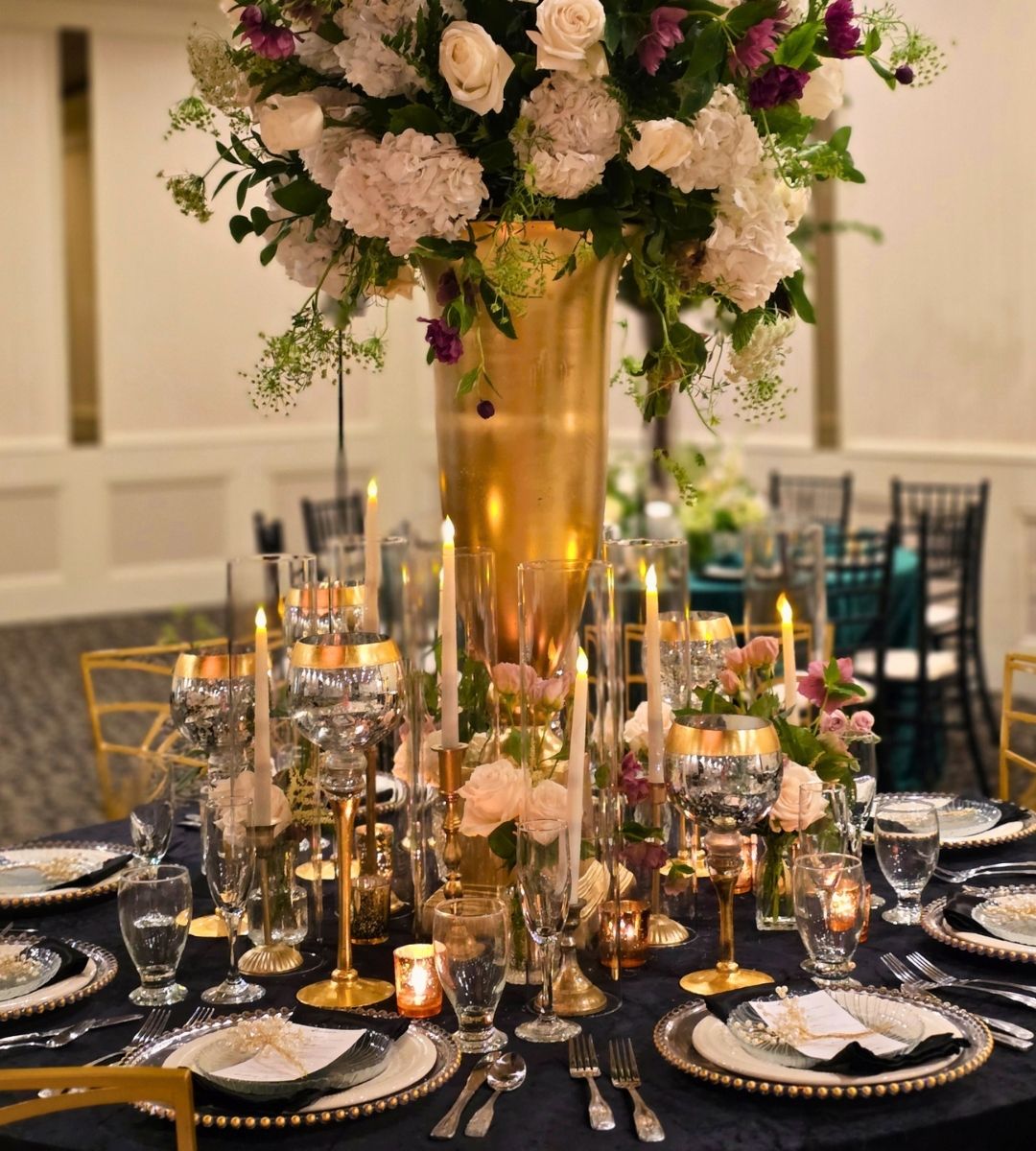 A beautiful centerpiece created by the best wedding decor in Metro Detroit