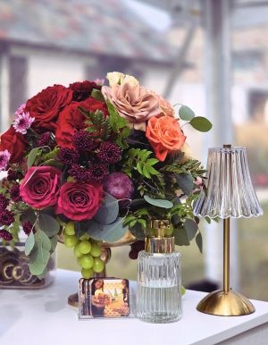 Fresh flower centerpieces in Metro Detroit — luxury tall floral arrangement by Bridal Insignia Events